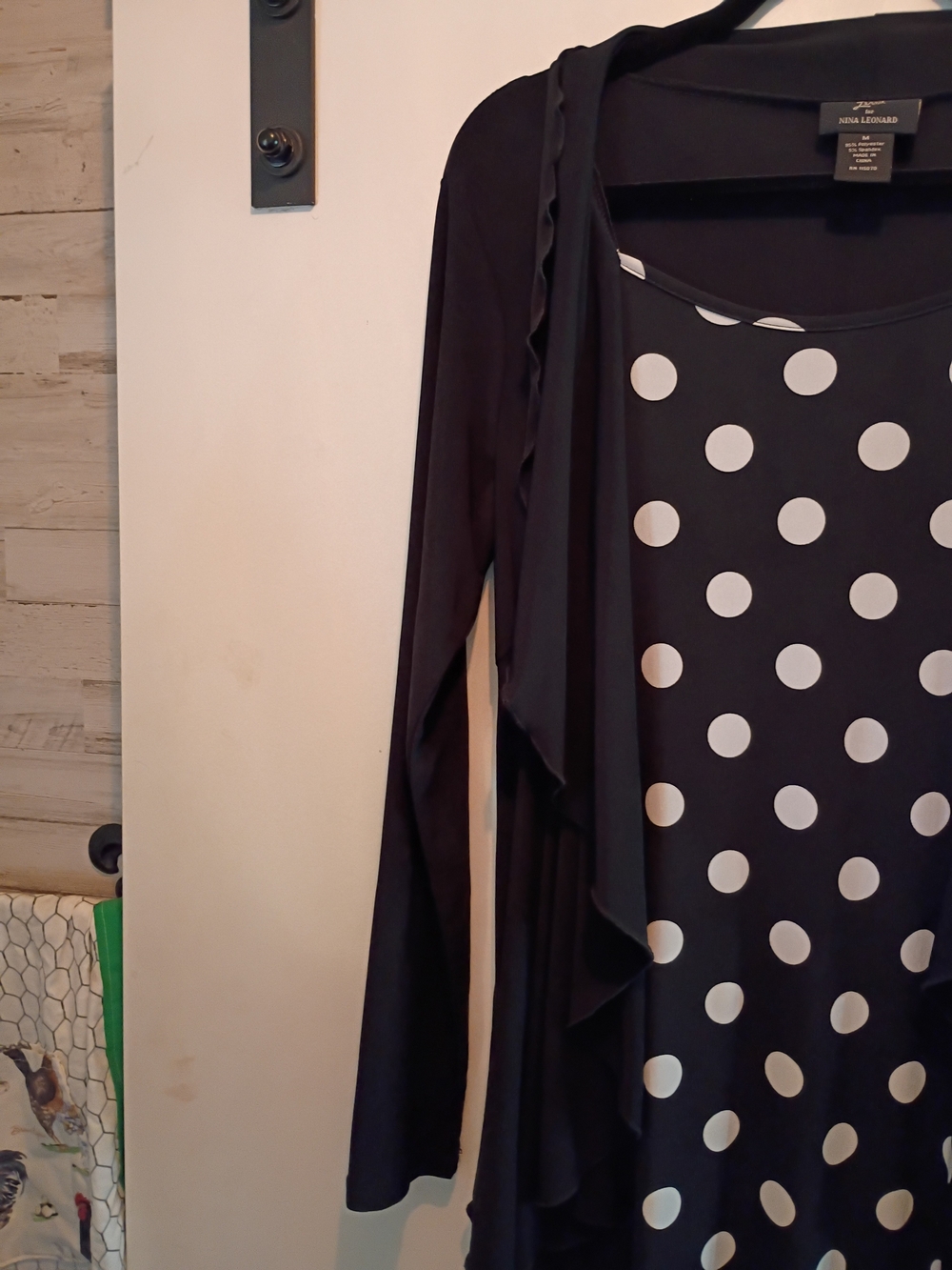 Lemmie For Nina Leonard Black Polka Dot Midi Dress with Scoop Neck - Picture 3 of 10